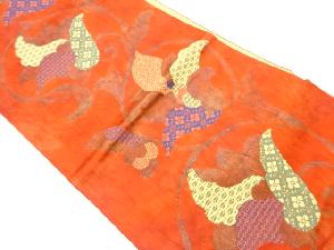 リサイクル　本場筑前博多花唐草に古典柄模様織出し名古屋帯